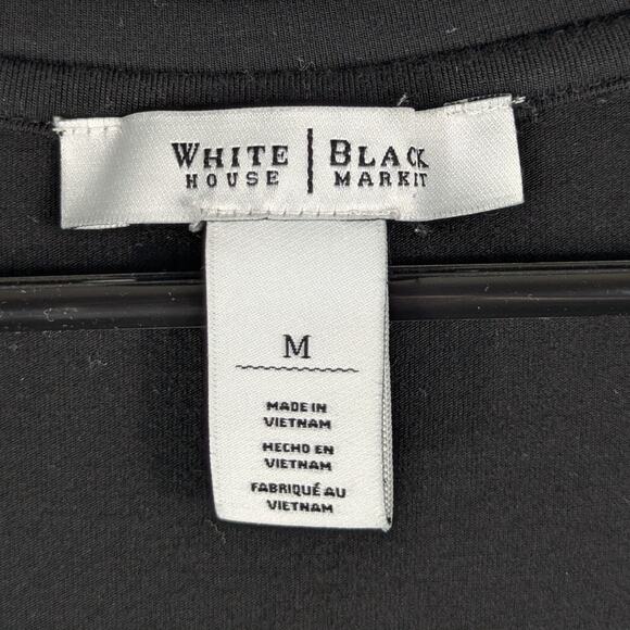 White House Black Market M Black Long Sleeve Scoop Neck Stretch Top Rayon Blend - Picture 2 of 4